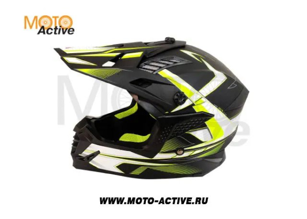 Шлем (кроссовый) ATAKI SC-16 Rift Hi-Vis, желтый/черный матовый